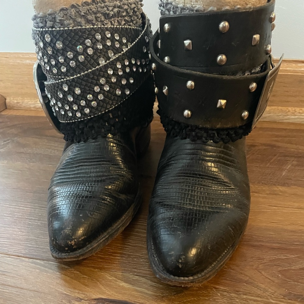 Handmade repurposed boots. So cute too tight on me.